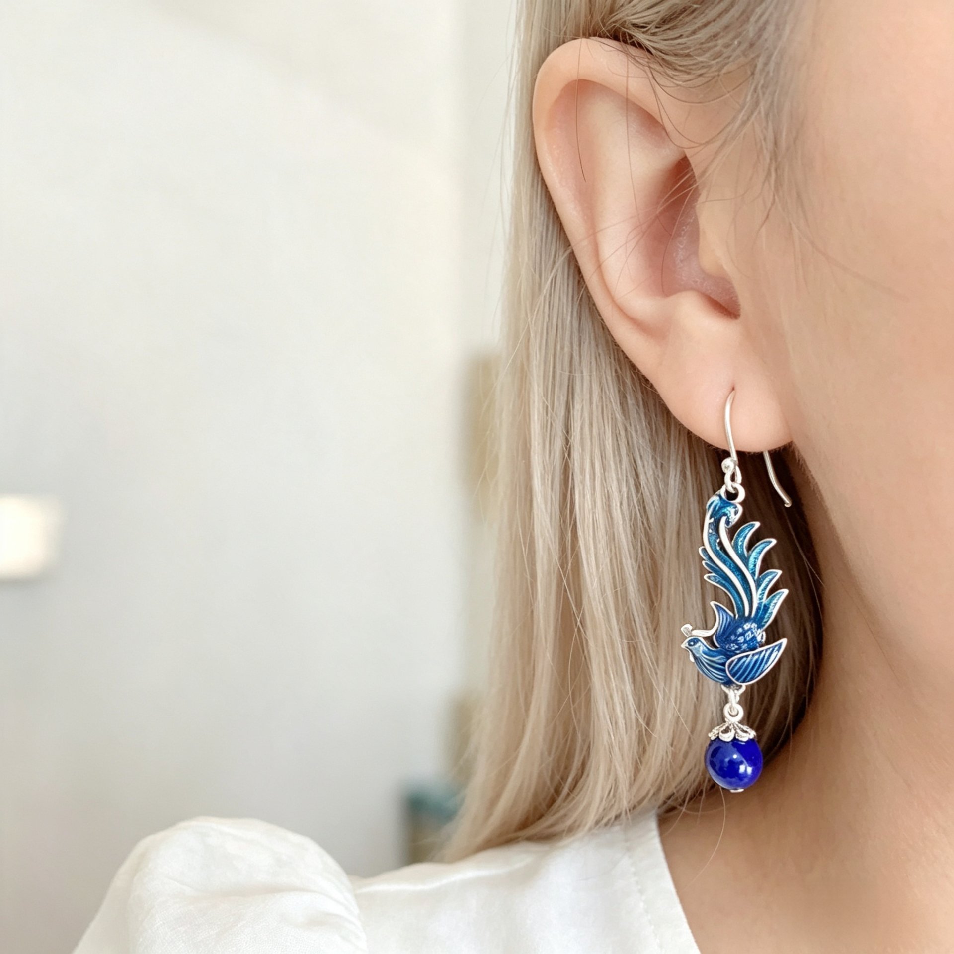 Lapis Lazuli Royal Phoenix Tassel Earrings
