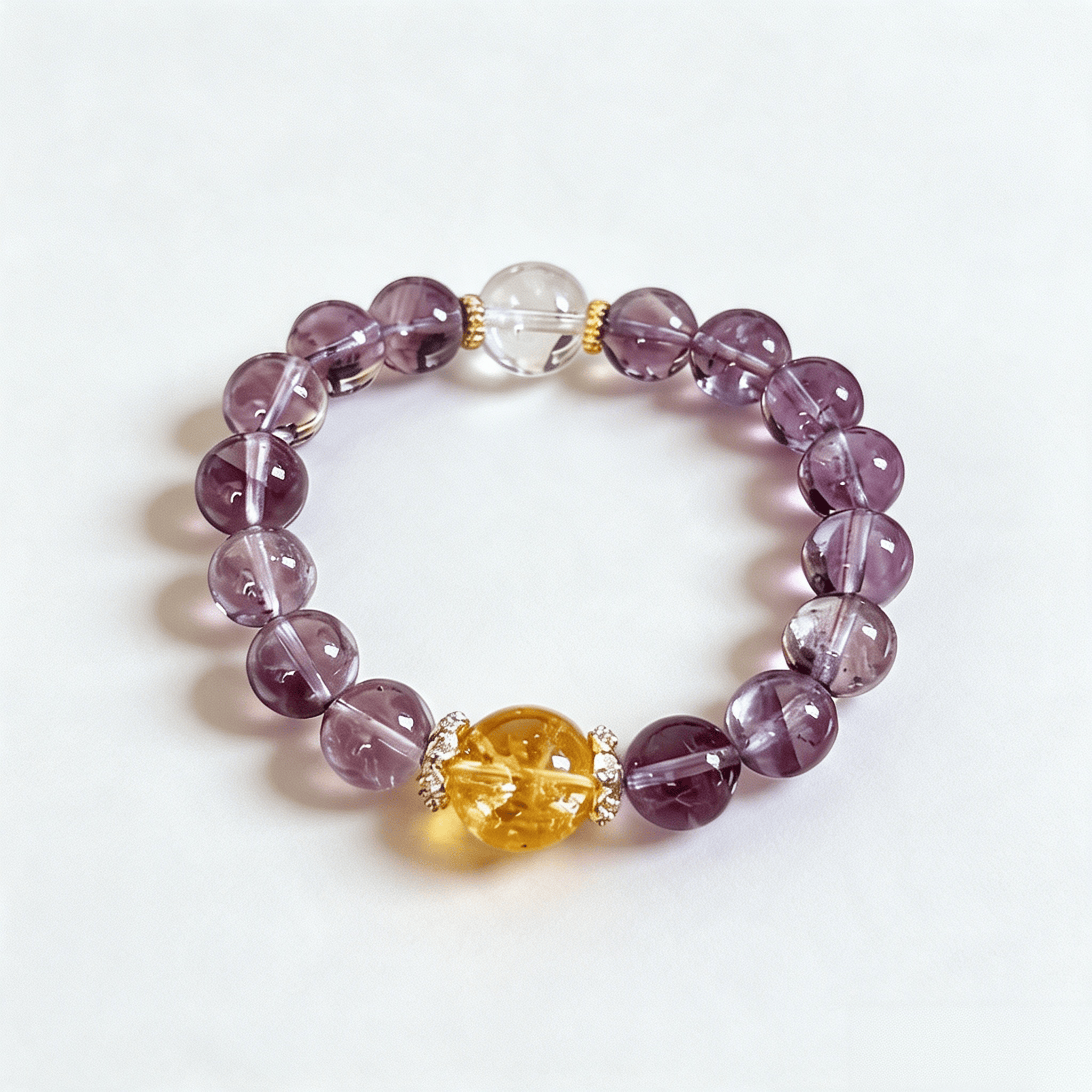 Amethyst, Citrine & Clear Quartz Trinity Bracelet